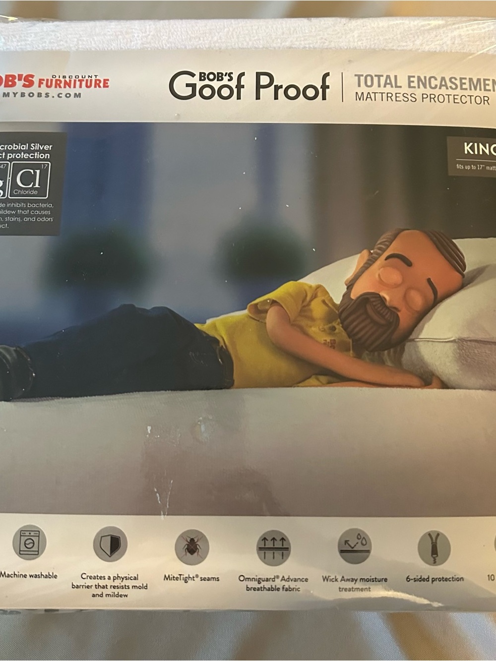 BOBS Goof Proof Total Encasement Mattress Protector -King Size